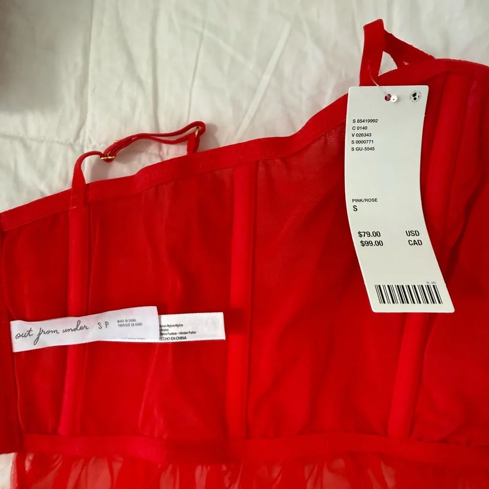 Red Sheer Ruffle Bustier - Picture 3 of 3